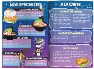 Lire la suite à propos de l’article Illustration et mise en page — Carte du restaurant Sushi Rush